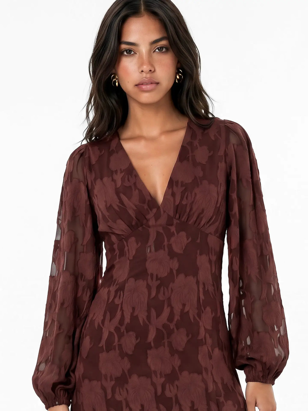 Anaya With Love Chocolate Floral Burnout Maxi Dress