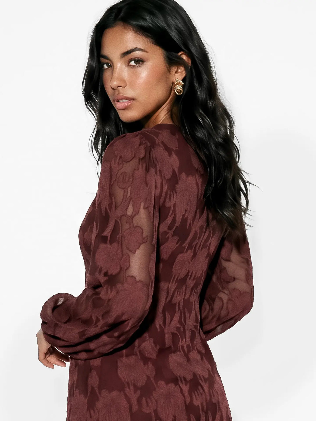Anaya With Love Chocolate Floral Burnout Maxi Dress