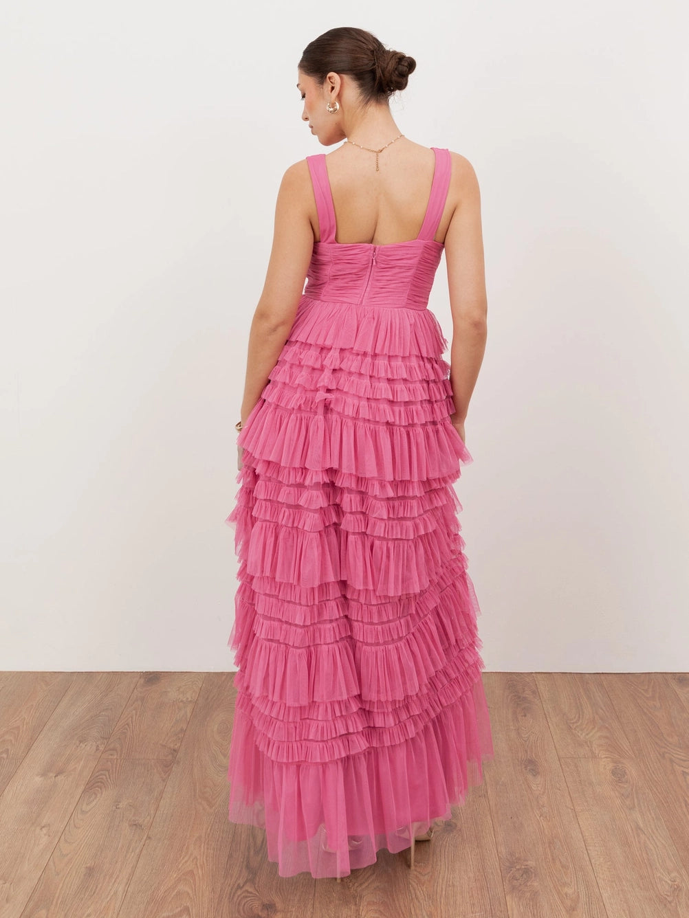 Anaya With Love Hot Pink Tulle Maxi Dress