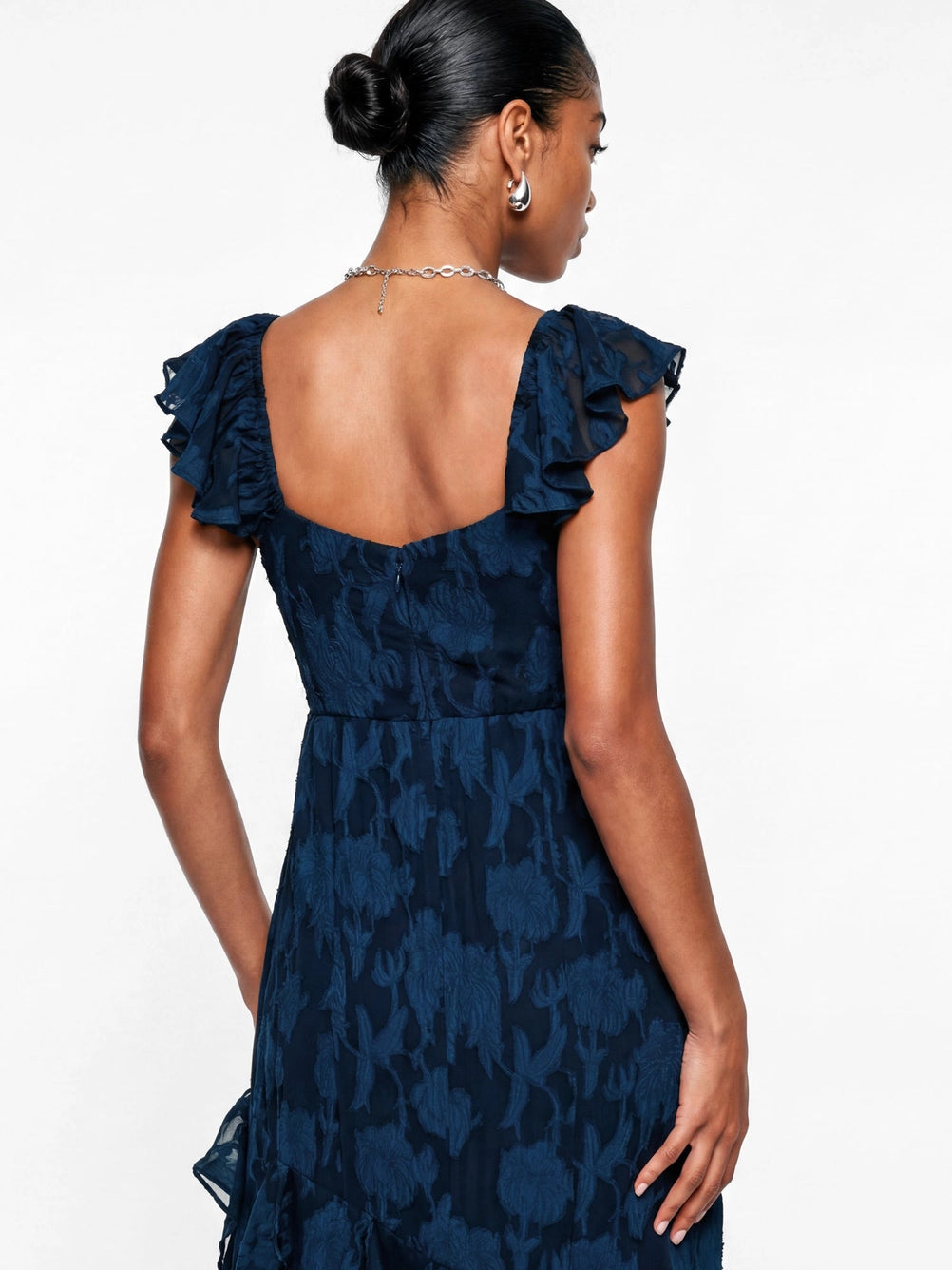 Anaya With Love Floral Burnout Navy Maxi Dress