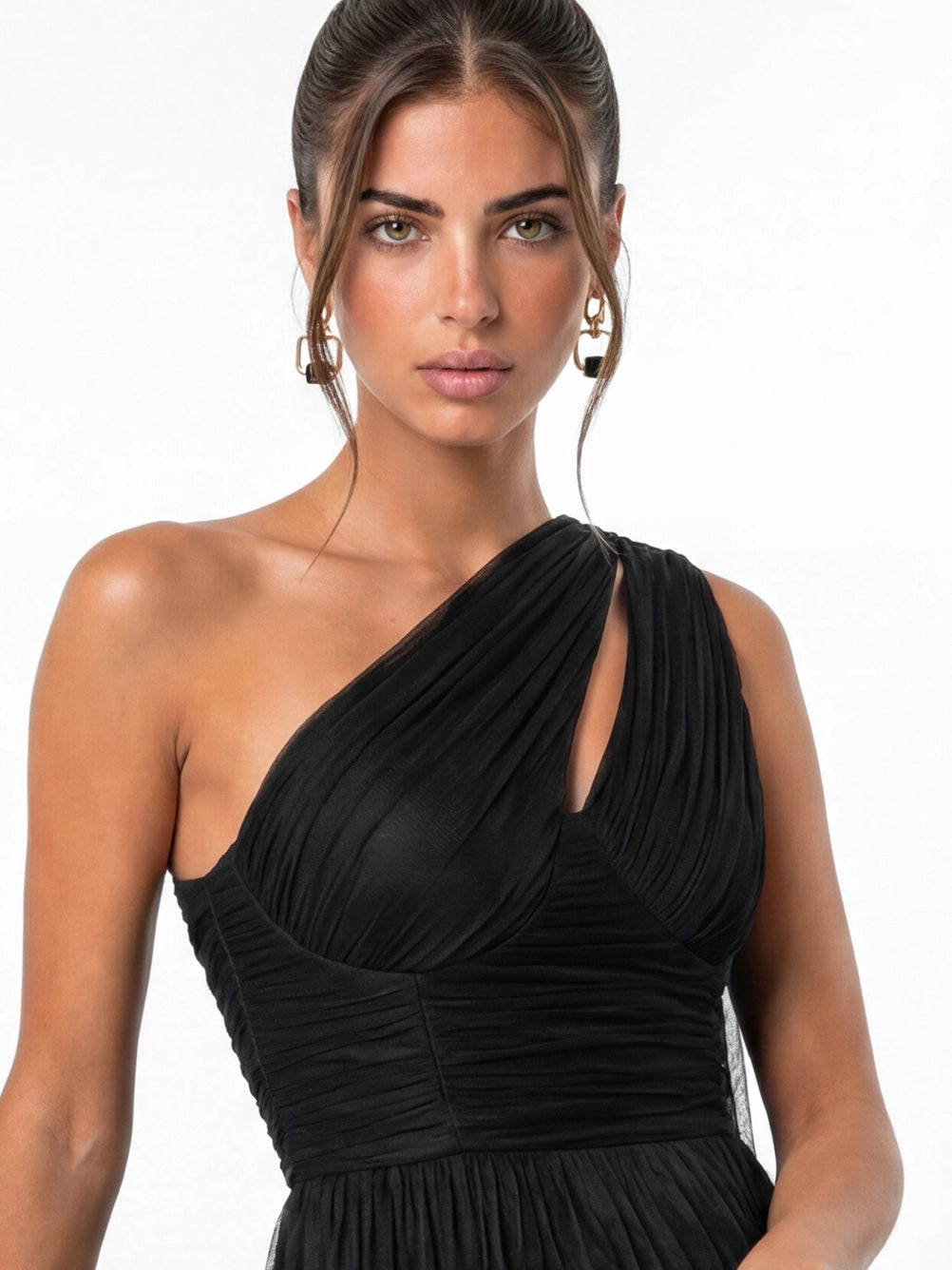 Anaya With Love Black One Shoulder Tulle Maxi Dress