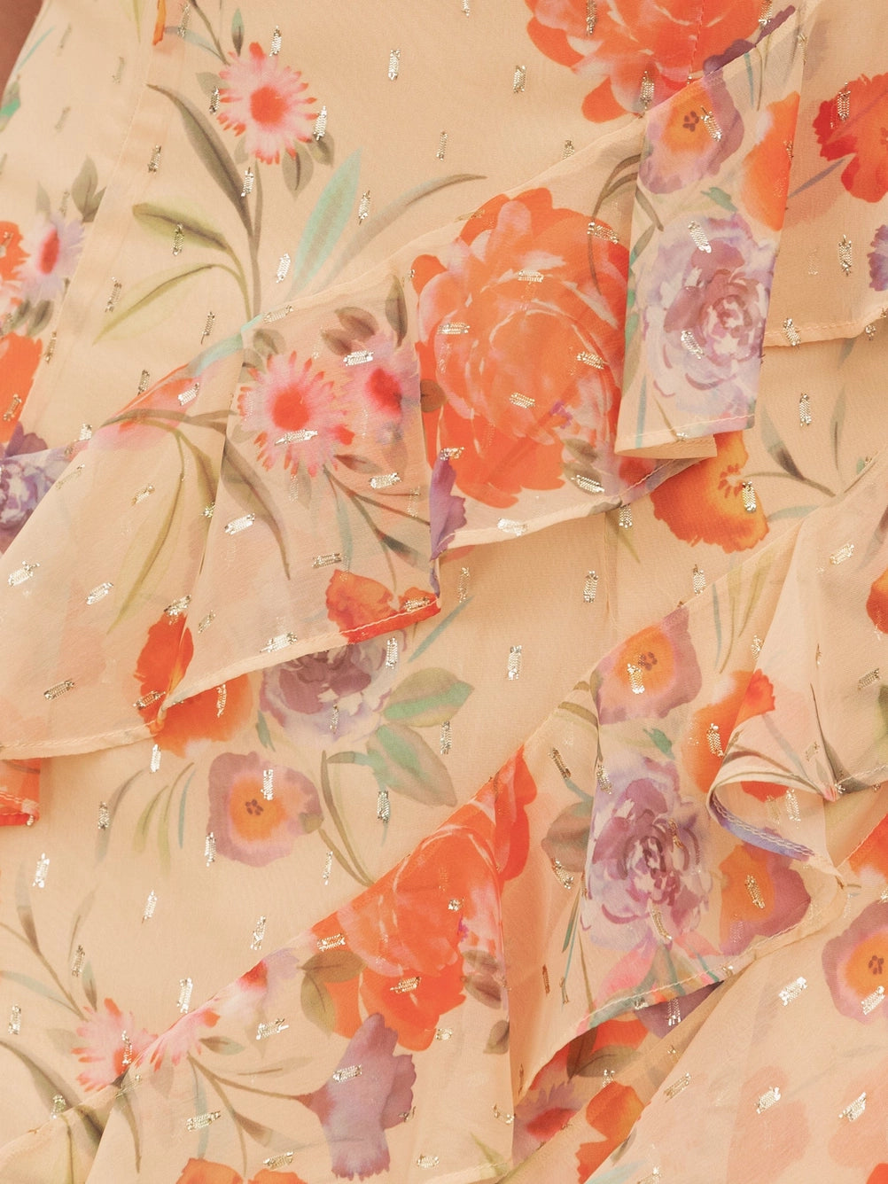Anaya With Love Orange Floral Cold Shoulder Maxi Dress