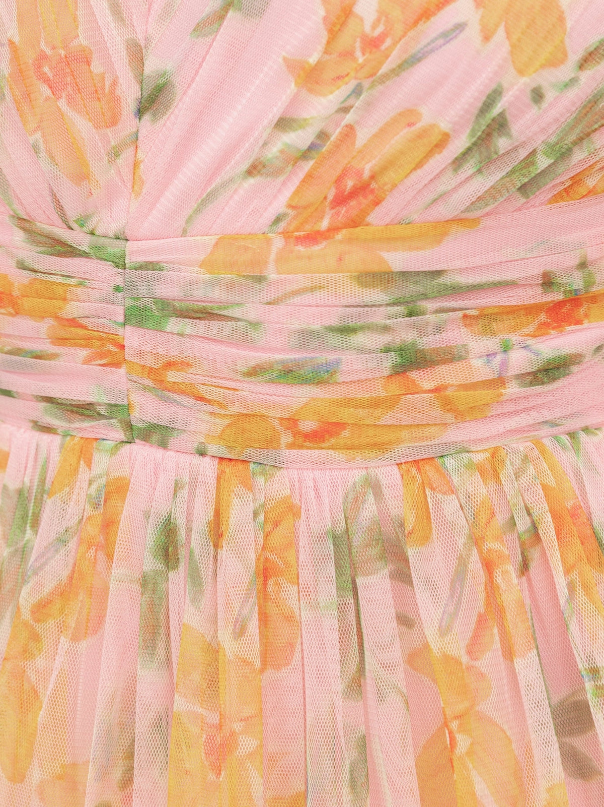 Anaya With Love Pink Orange Floral Tulle Midaxi Dress