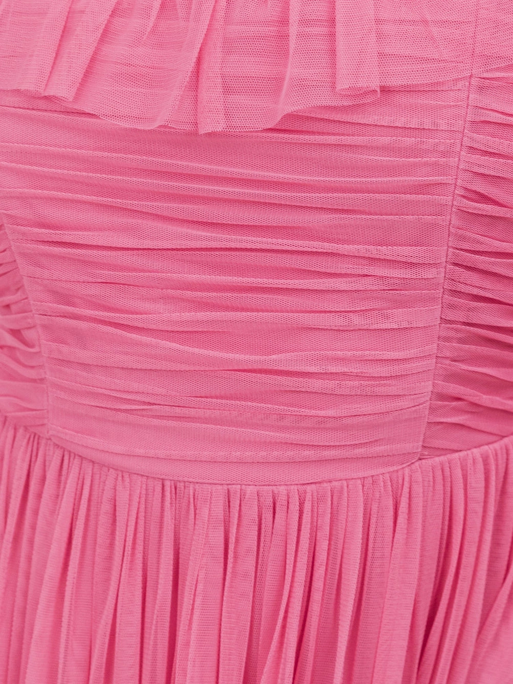 Anaya With Love Pink Ruffle Square Neck Tulle Midaxi Dress