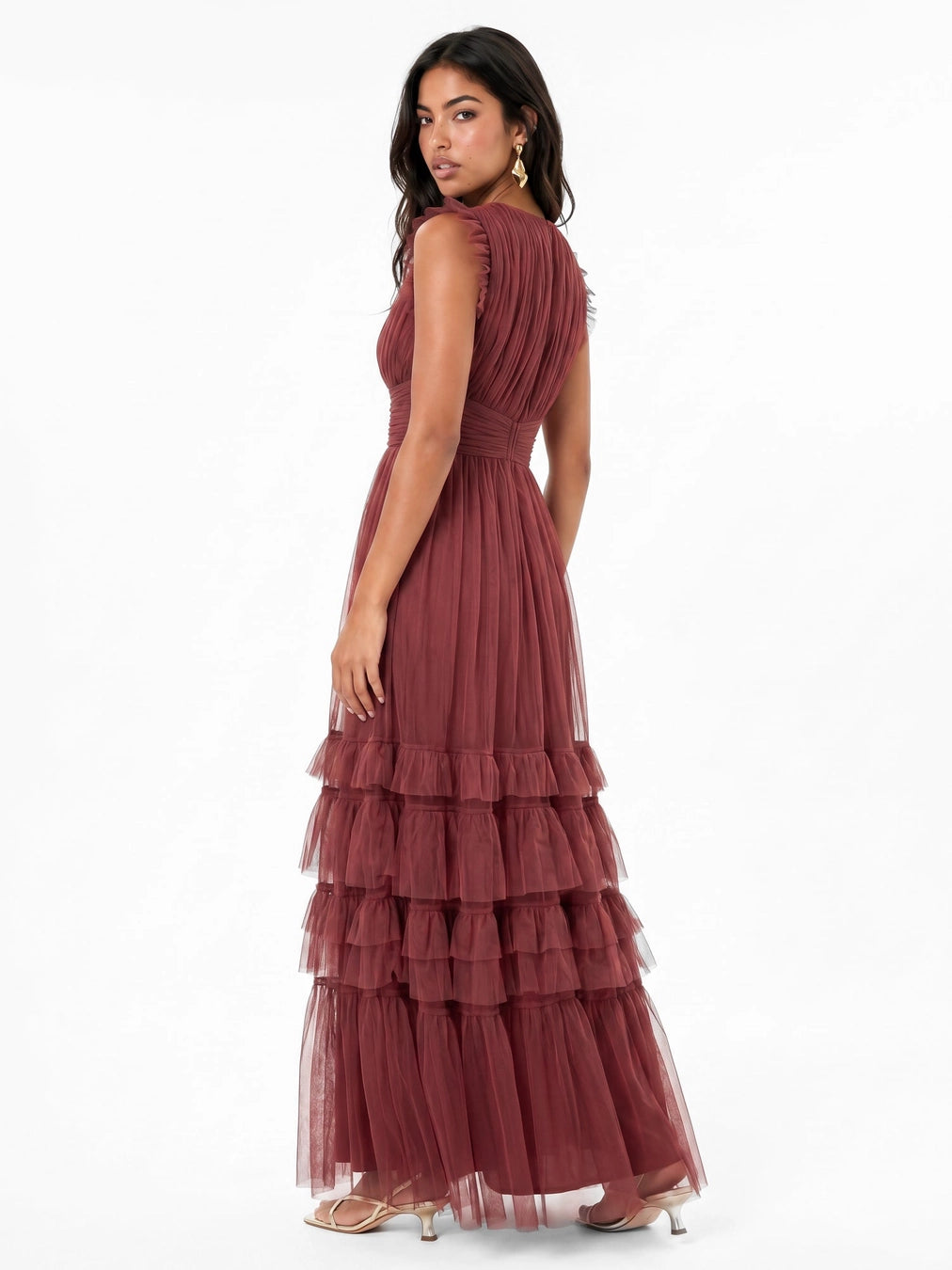 Anaya With Love Rusted Rose Tulle Maxi Dress