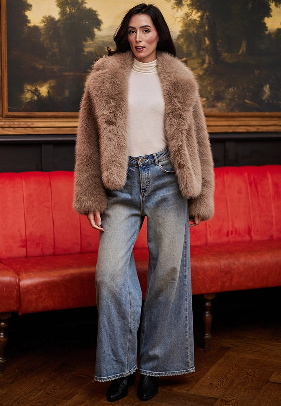 Angeleye Faux Fur Short Coffee Jacket