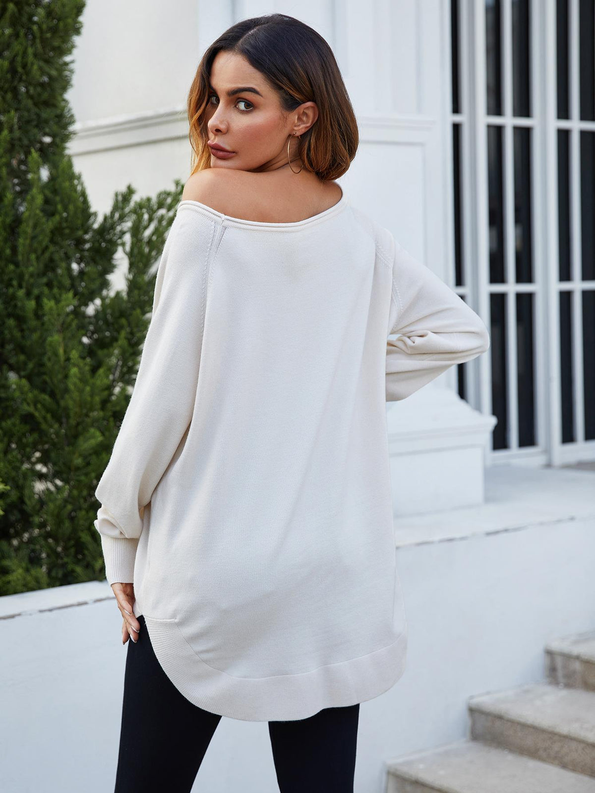 FS Collection Oversize Knitted Jumper Top In Ecru