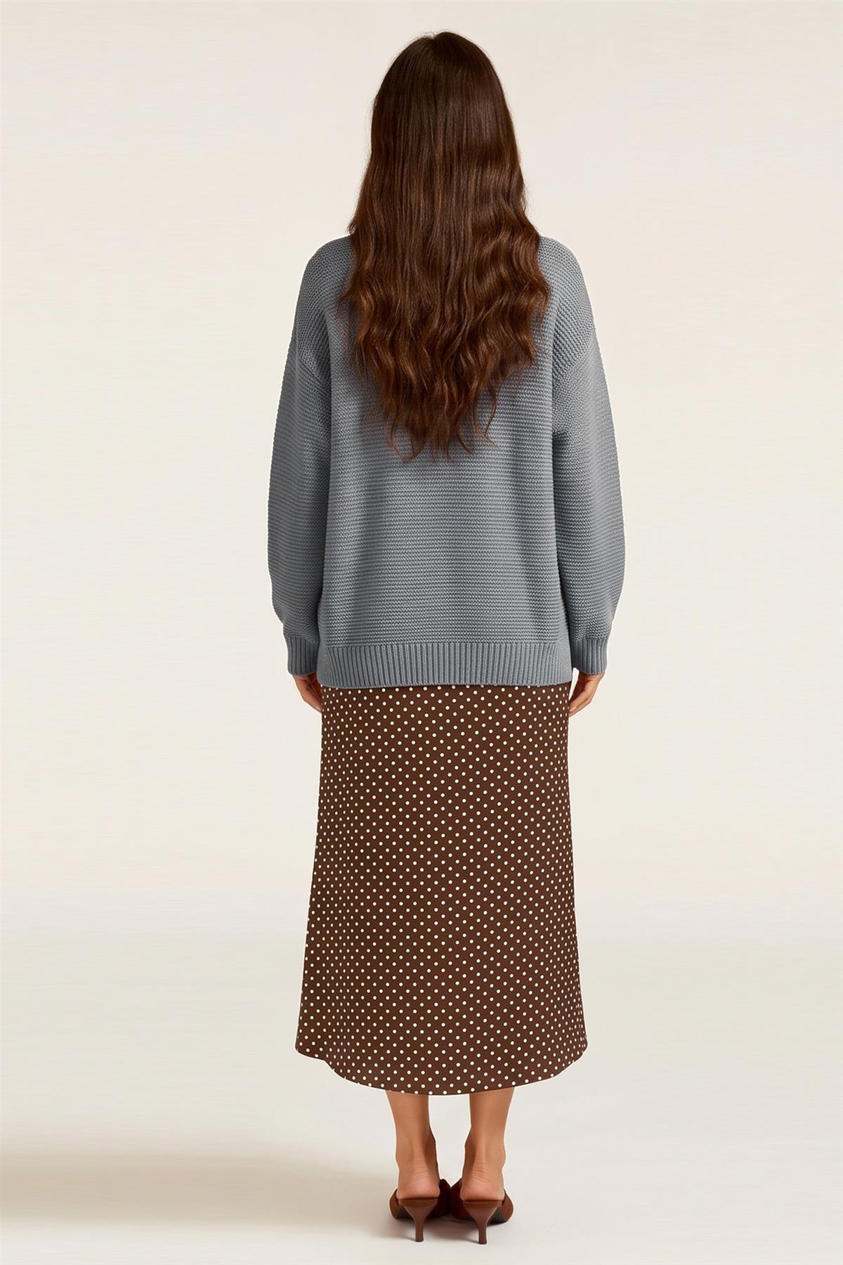 Grey Roll Neck Relaxed Fit Knitted Jumper