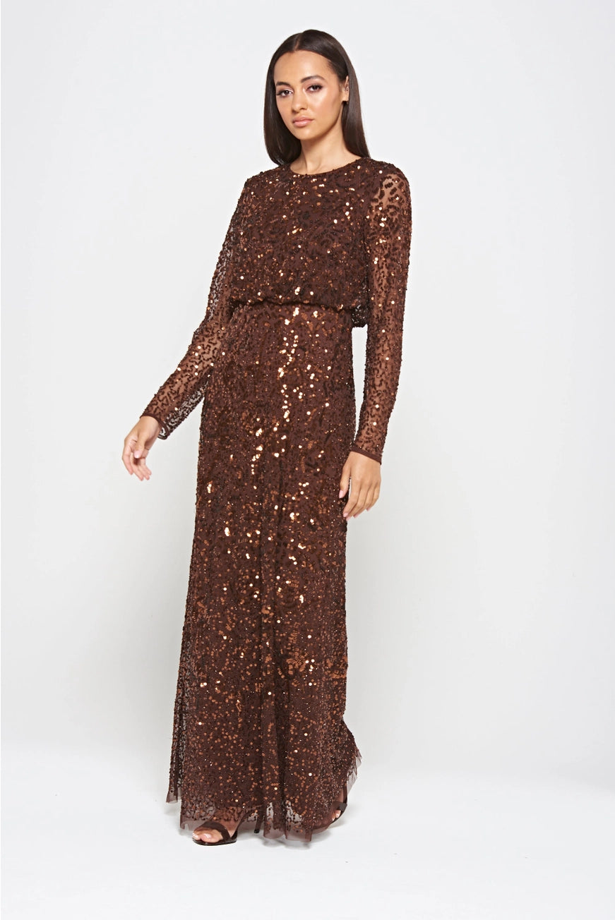 frock-and-frill-allegro-coffee-brown-sequin-maxi-dress