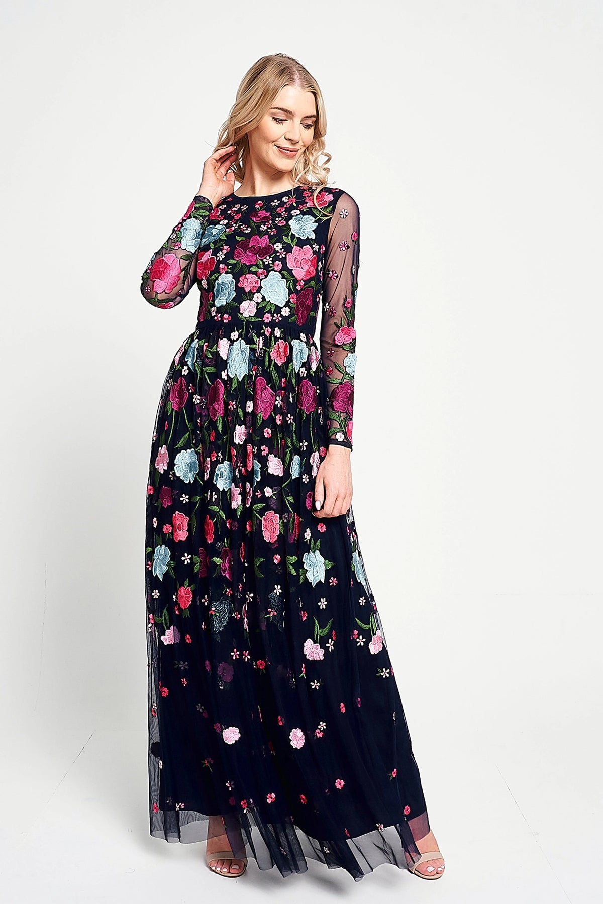 Frock & Frill Iris Navy Floral Embroidered Maxi Dress Love My Apparel Frock & Frill Iris Navy Floral Embroidered Maxi Dress Love My Apparel
