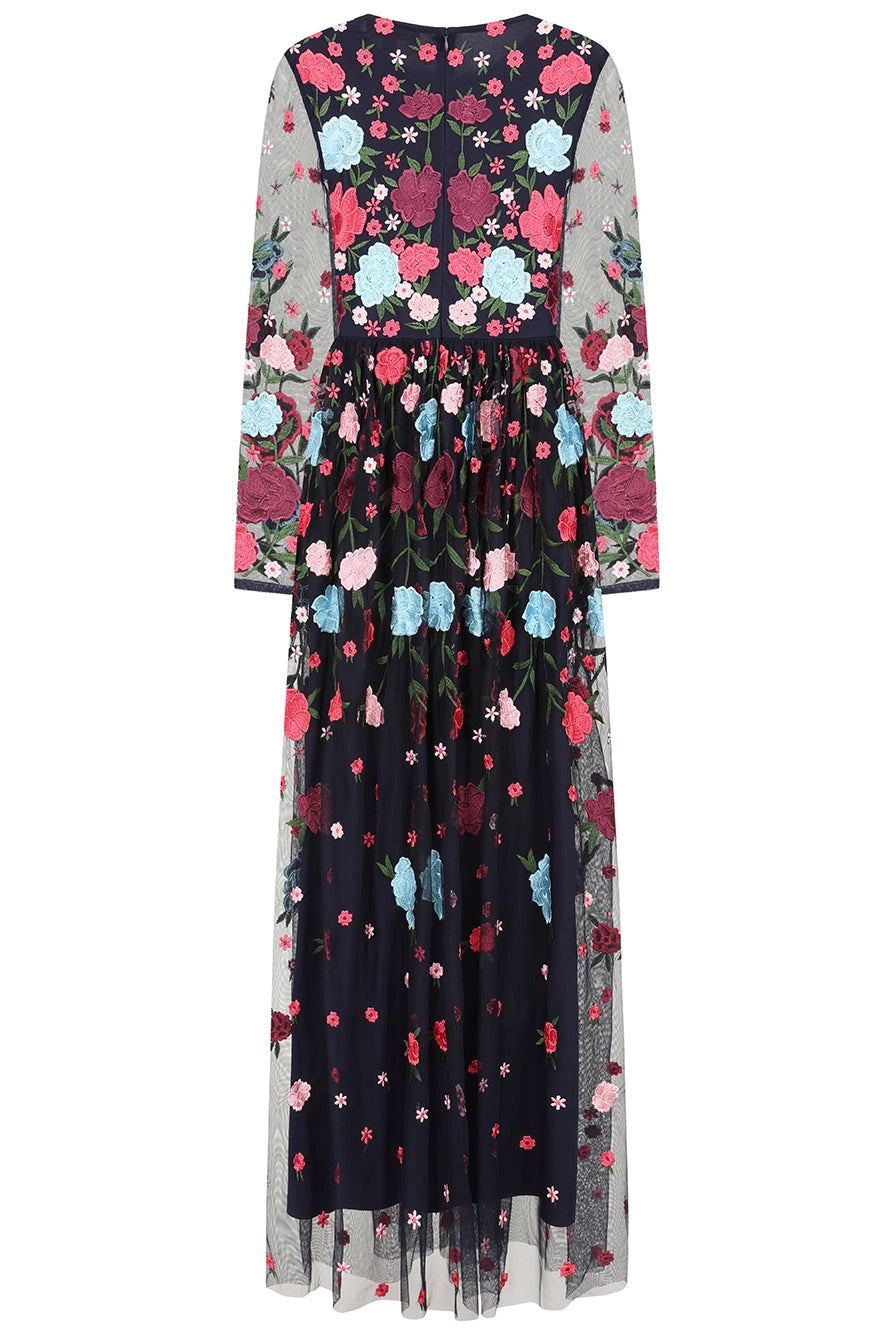 floral embroidered frill maxi dress product info and reviews Multi Floral Embroidered Frill Maxi Dress