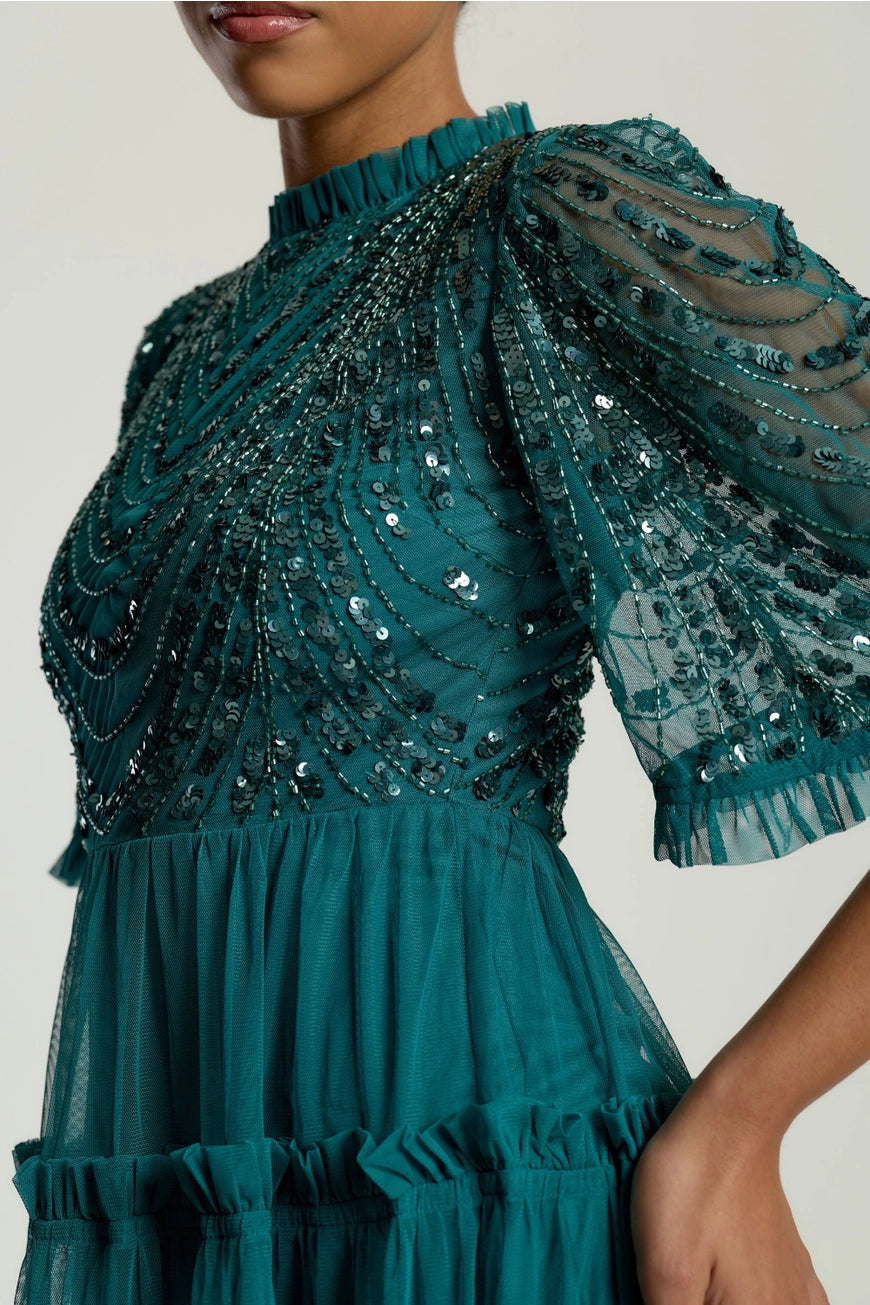 Frock & Frill Joanna Teal Embellished Midi Dress Love My Apparel Frock & Frill Joanna Teal Embellished Midi Dress Love My Apparel