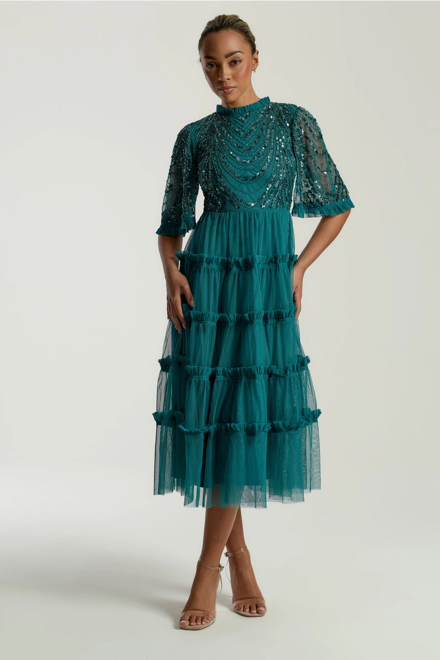 frock-and-frill-joanna-teal-embellished-midi-tulle-dress