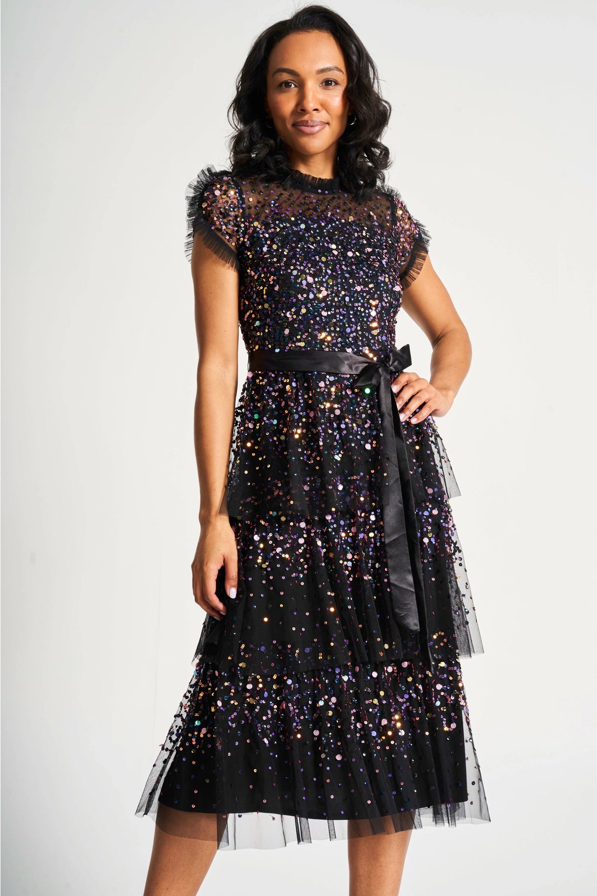 Amelia Rose Medora Black Sequin Tulle Midi Dress – Love My Apparel Amelia Rose Medora Black Sequin Tulle Midi Dress – Love My Apparel