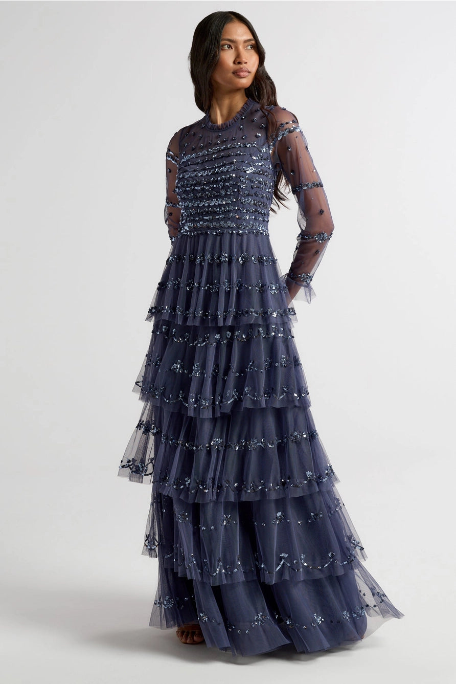 frock-and-frill-nerissa-navy-sequin-tiered-maxi-dress