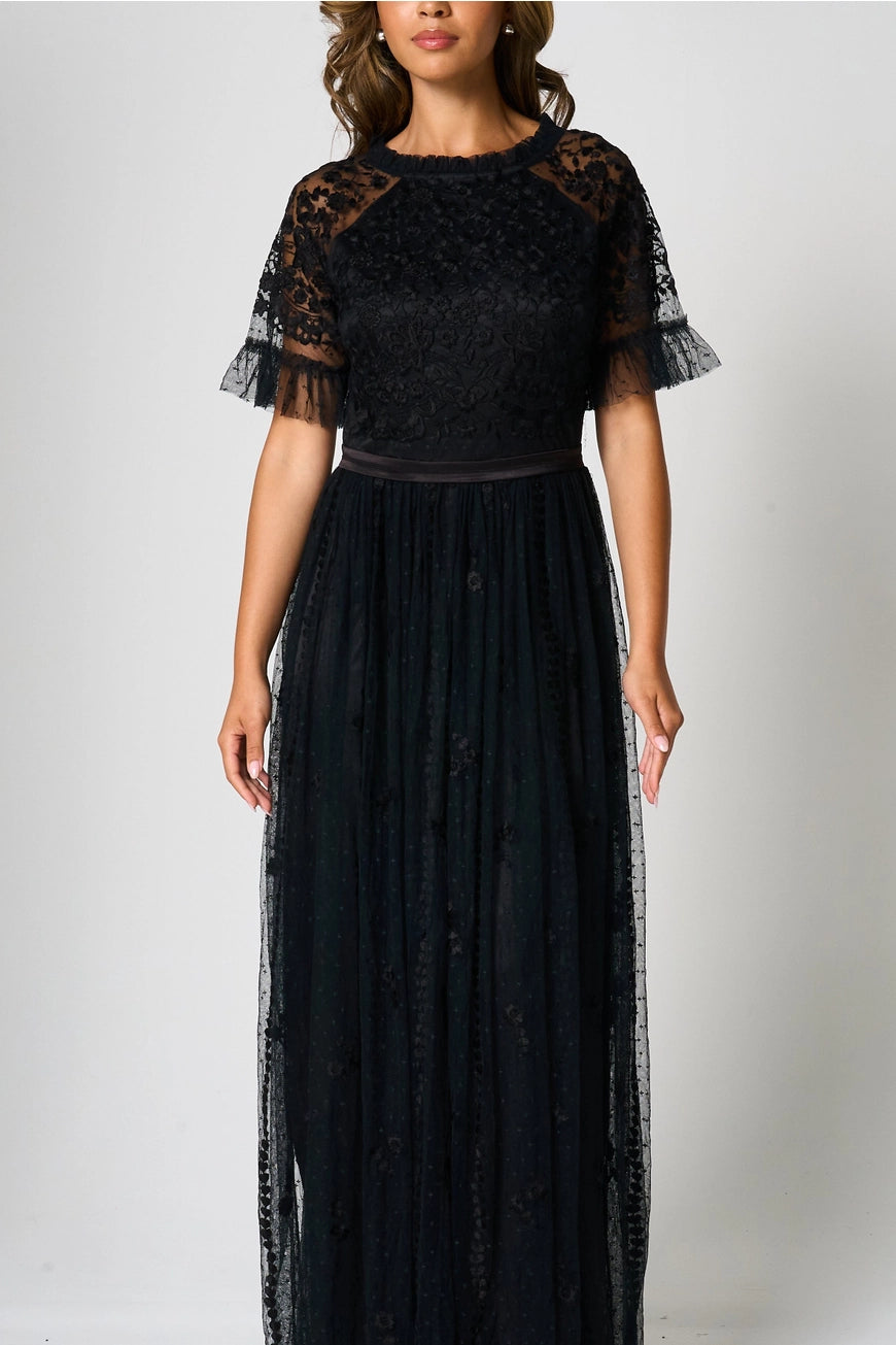 Frock & Frill Sinead Black Lace Maxi Dress