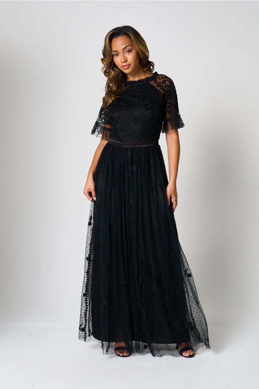 Frock & Frill Sinead Black Lace Maxi Dress