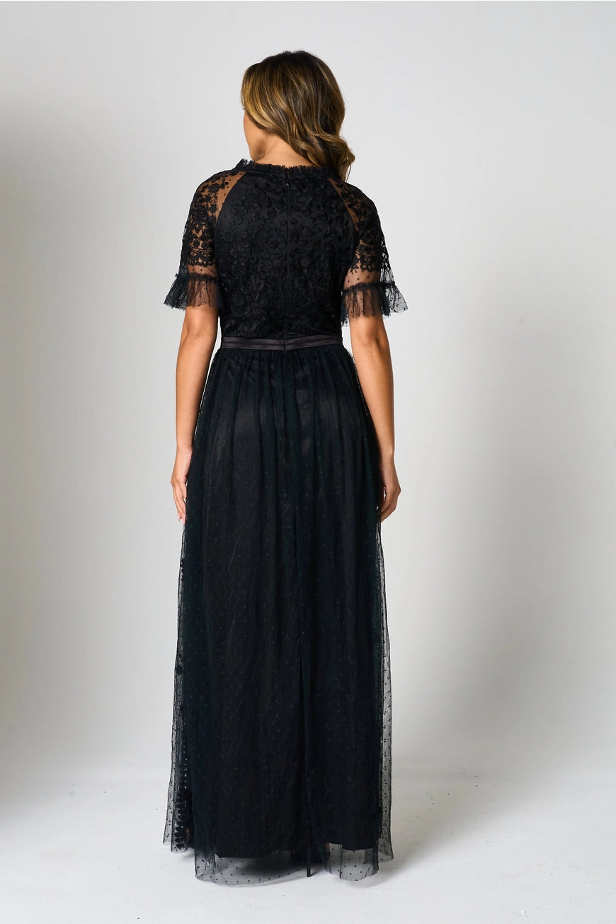 Frock & Frill Sinead Black Lace Maxi Dress