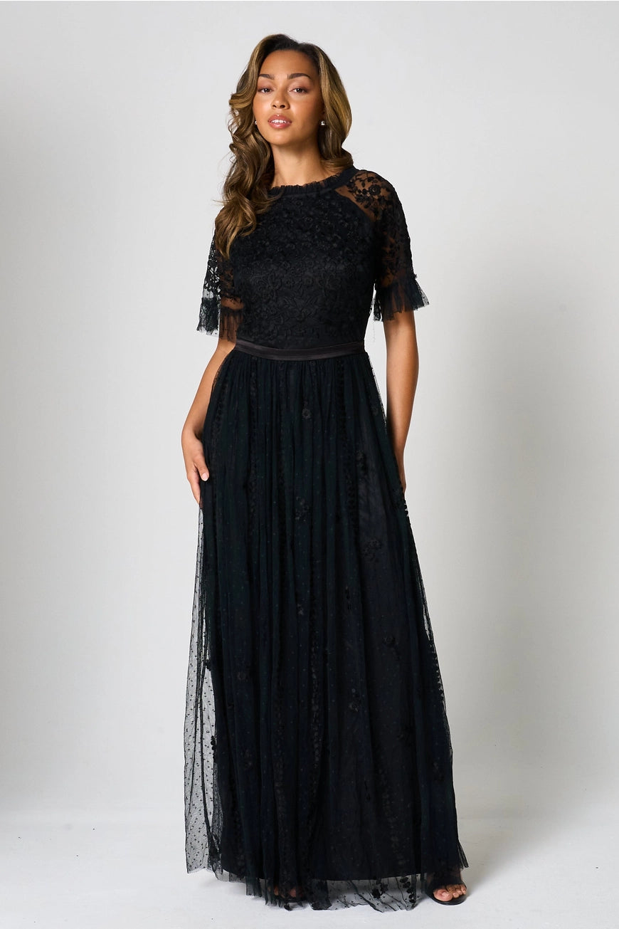 Frock & Frill Sinead Black Lace Maxi Dress