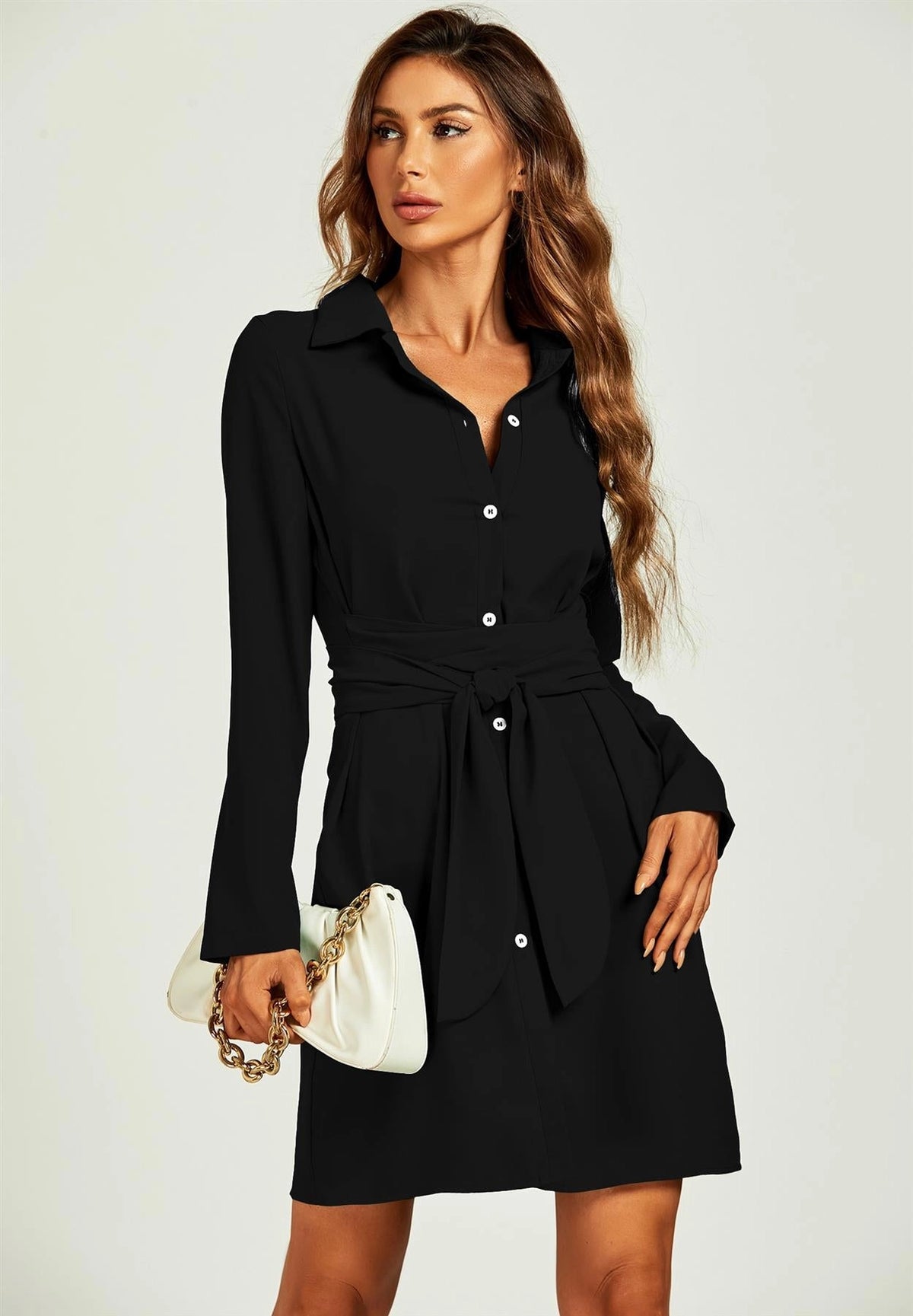 FS Collection Shirt Mini Black Dress