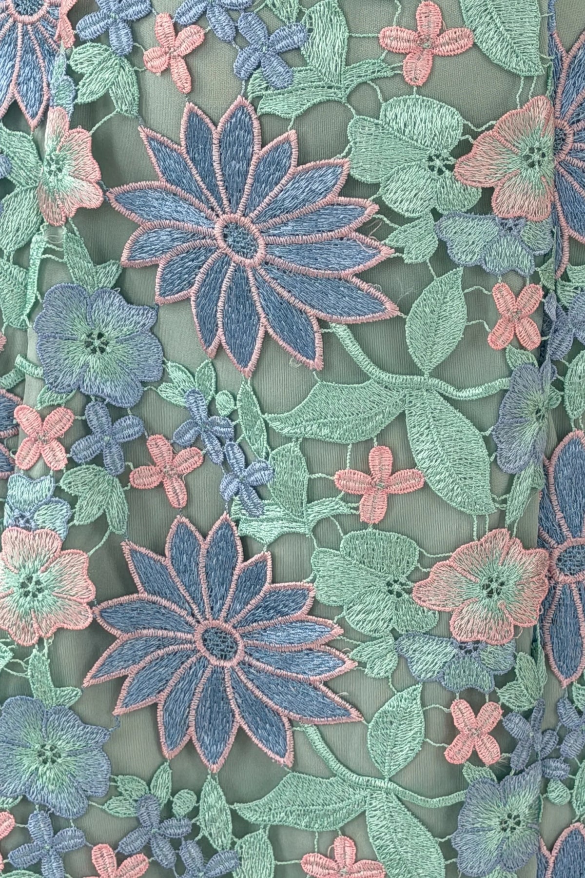 Girl In Mind Ami Tulip Embroidered Mint Floral Mini Dress