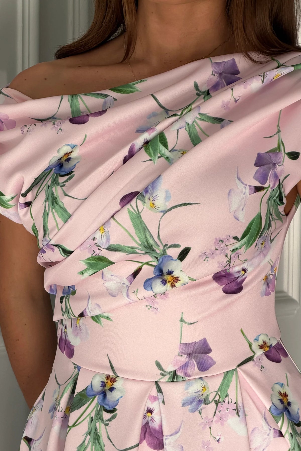 Girl In Mind Betty Asymmetric Purple Floral Midi Dress