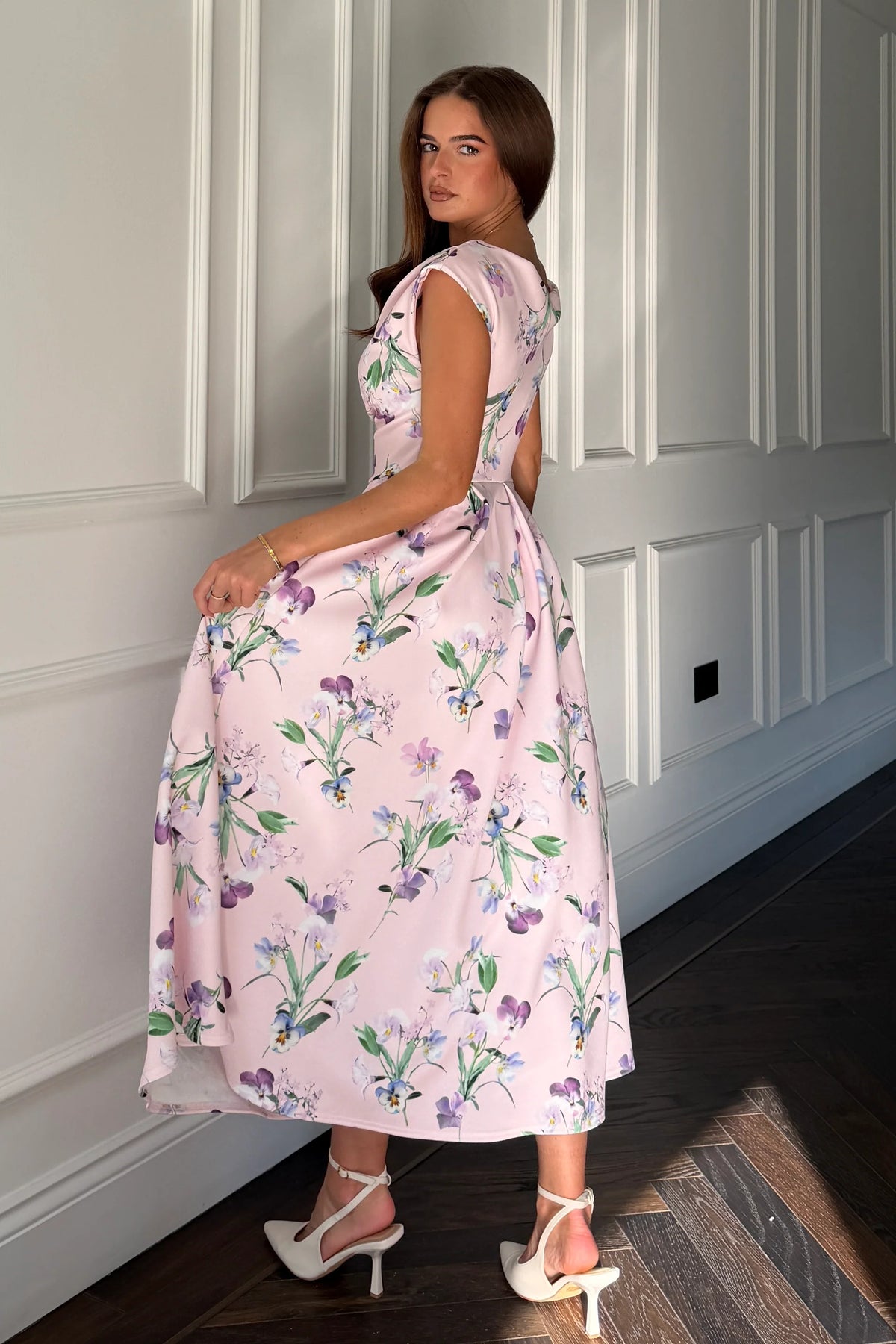 Girl In Mind Betty Asymmetric Purple Floral Midi Dress