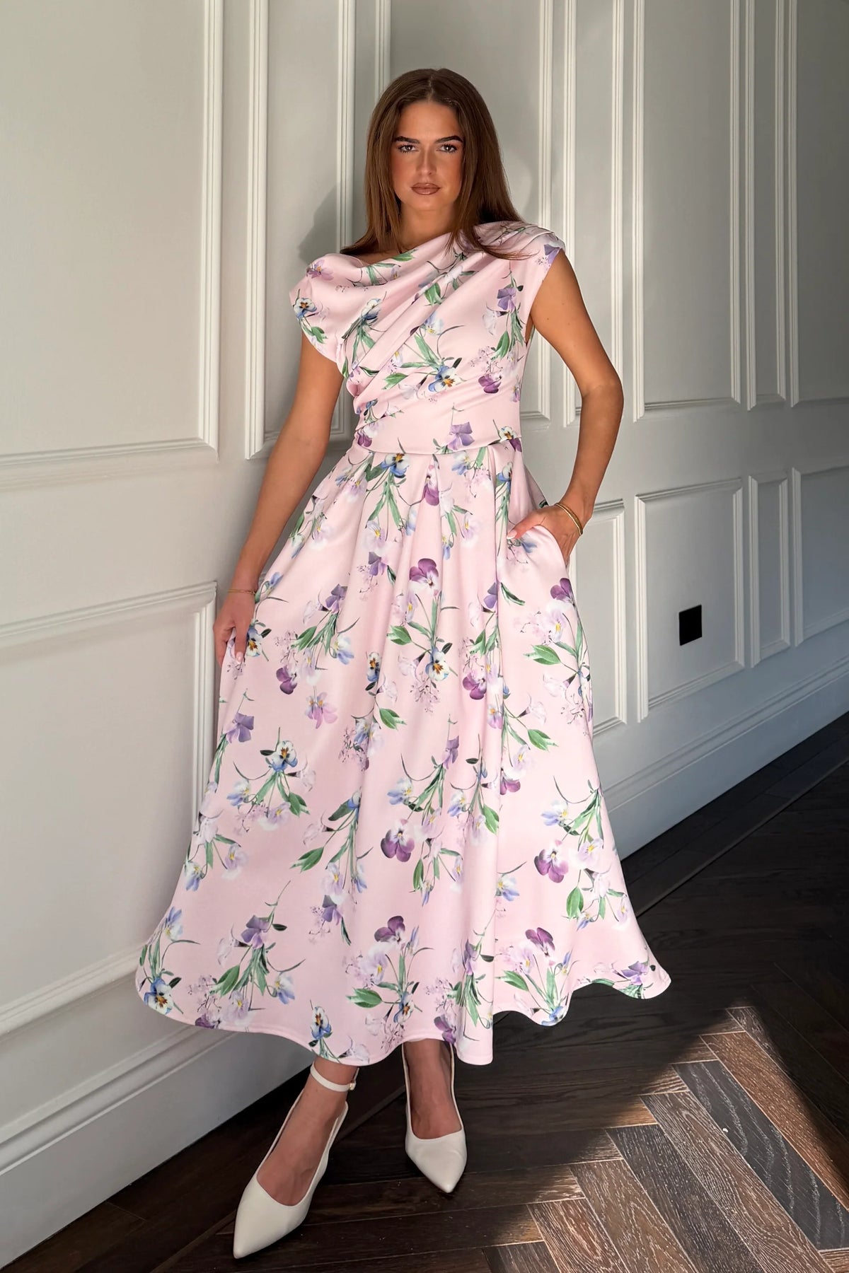 Girl In Mind Betty Asymmetric Purple Floral Midi Dress – Love My Apparel