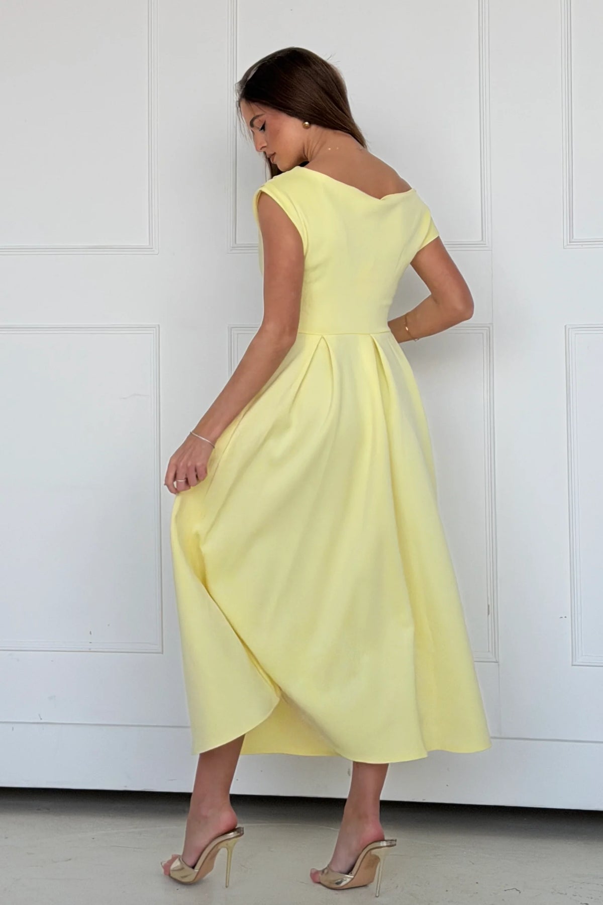 Girl In Mind Betty Asymmetric Yellow Midi Dress
