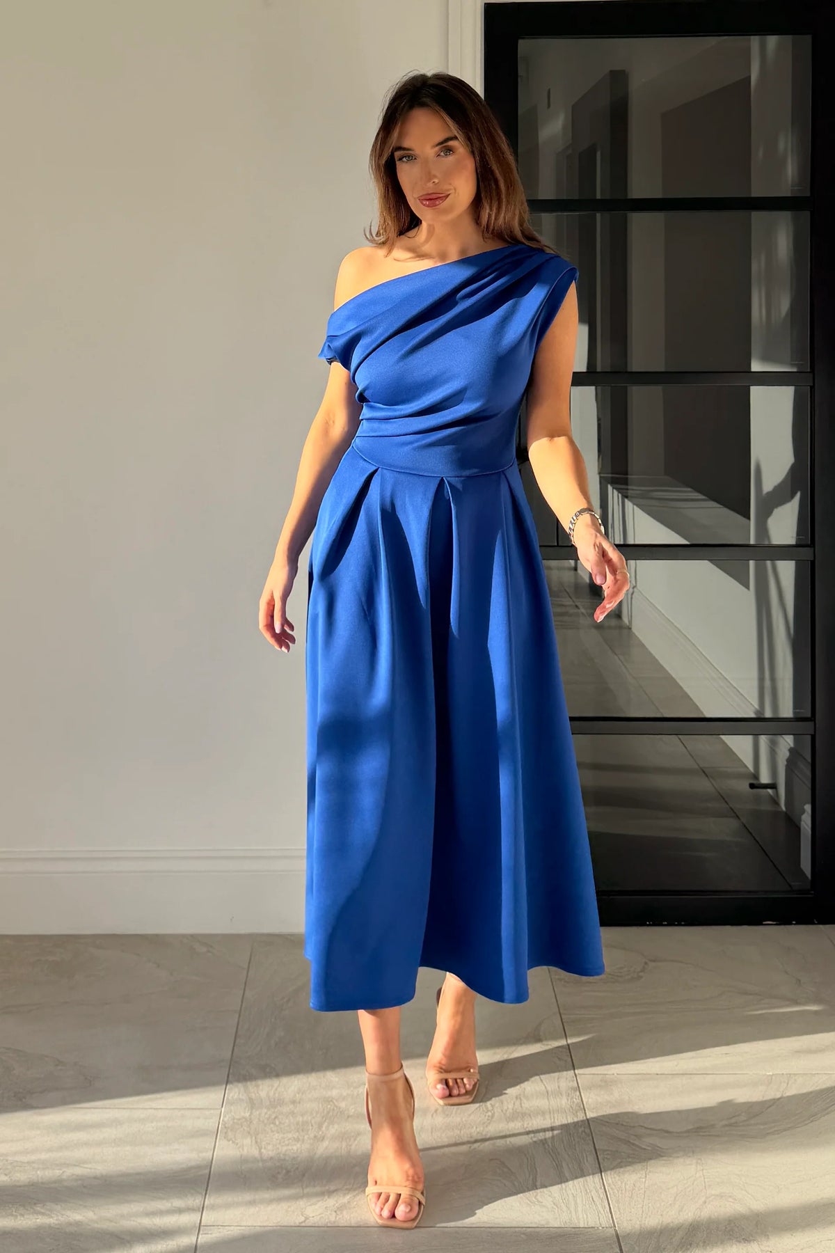 Girl In Mind Betty Asymmetric Cobalt Blue Midi Dress