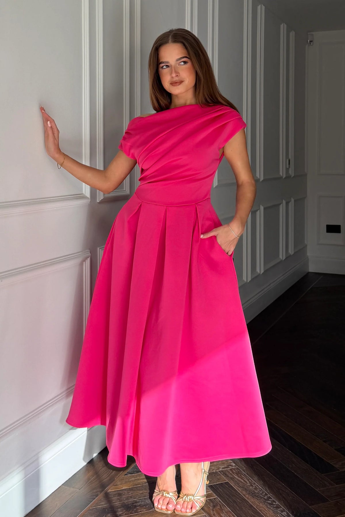 Girl In Mind Betty Asymmetric Hot Pink Midi Dress Love My Apparel Girl In Mind Betty Asymmetric Hot Pink Midi Dress Love My Apparel