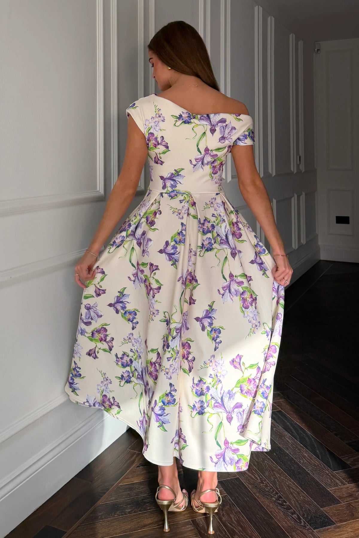 Girl In Mind Betty Asymmetric Yellow Floral Midi Dress