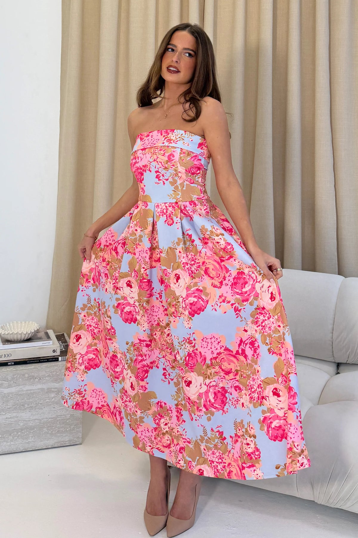 Girl In Mind Danni Strapless Bandeau Floral Dress