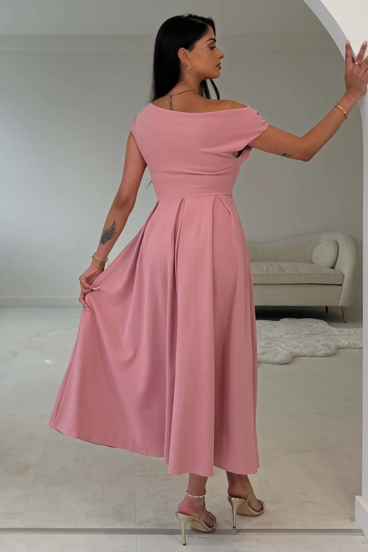 Girl In Mind Dollie Rose Asymmetric Midi Skater Dress