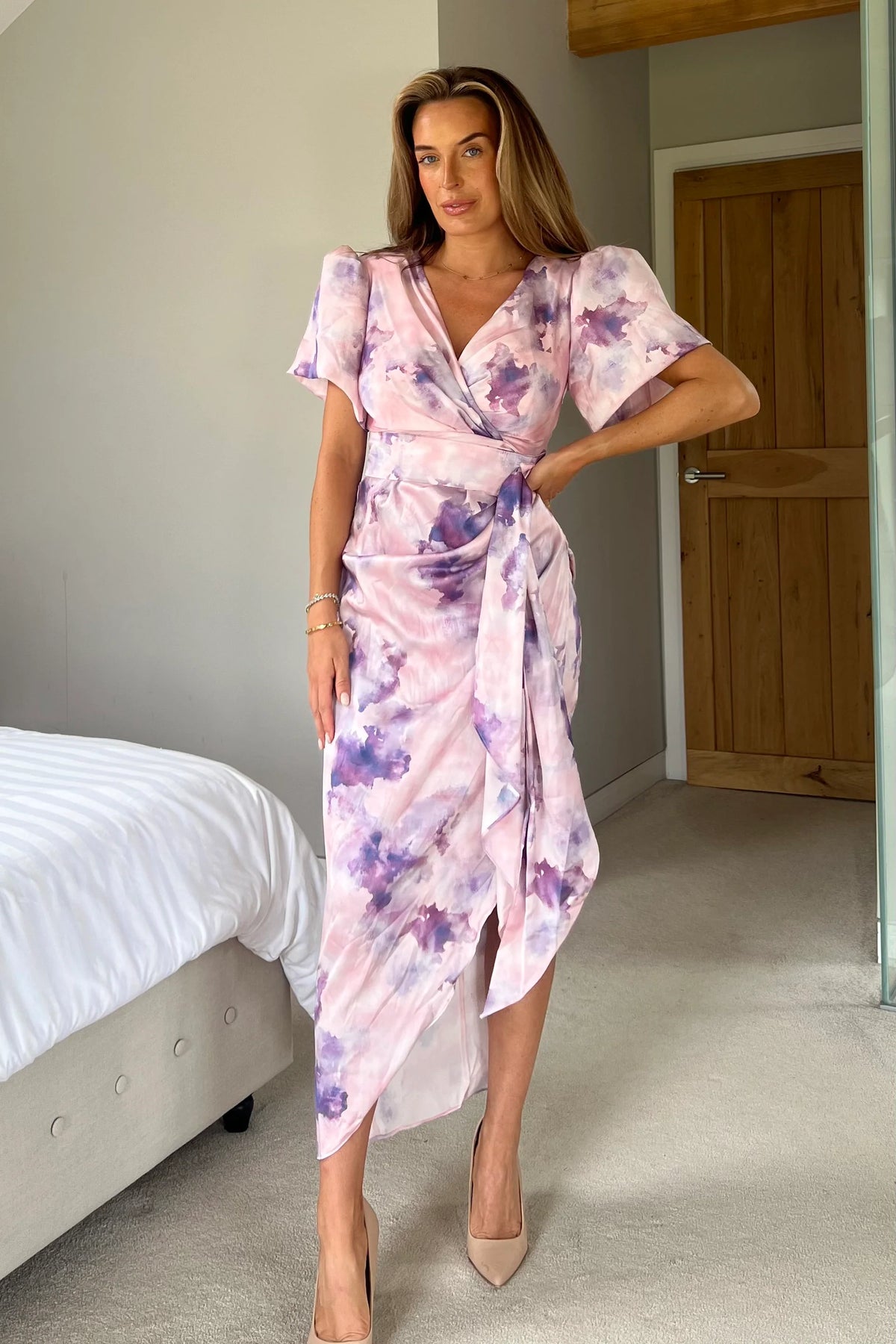 Girl In Mind Drew Puff Sleeve Purple Marble Midi Dress Love My Apparel Girl In Mind Drew Puff Sleeve Purple Marble Midi Dress Love My Apparel