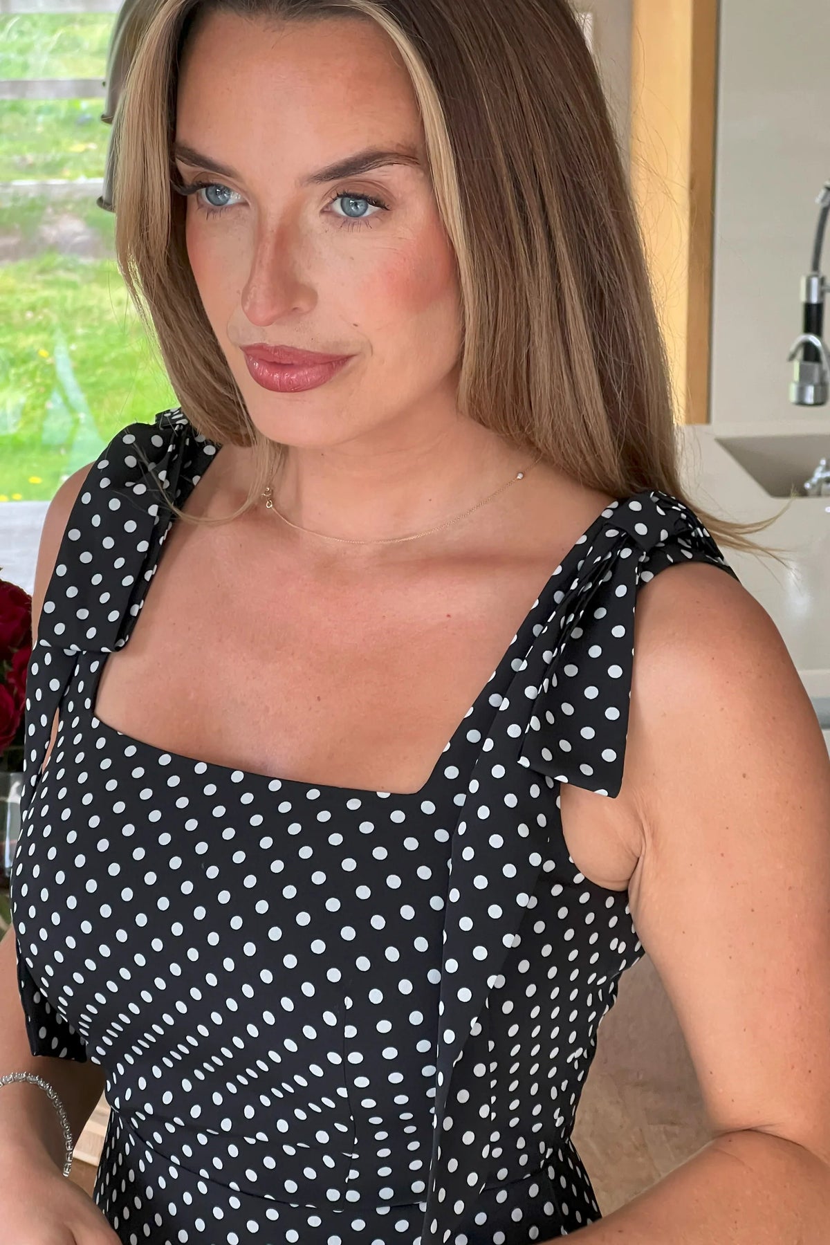 Girl In Mind Jovi Black Tie Shoulder Midi Dress