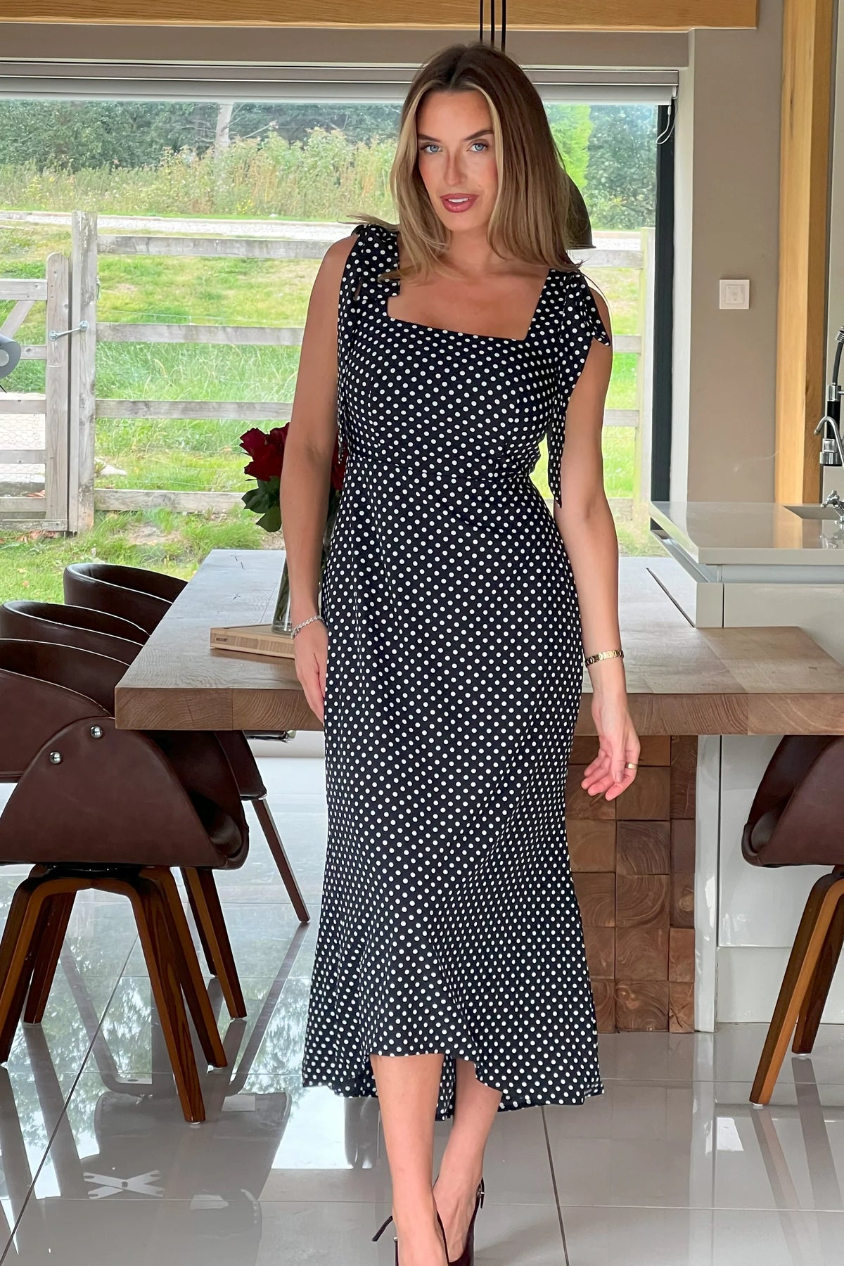Girl In Mind Jovi Black Tie Shoulder Midi Dress Love My Apparel Girl In Mind Jovi Black Tie Shoulder Midi Dress Love My Apparel