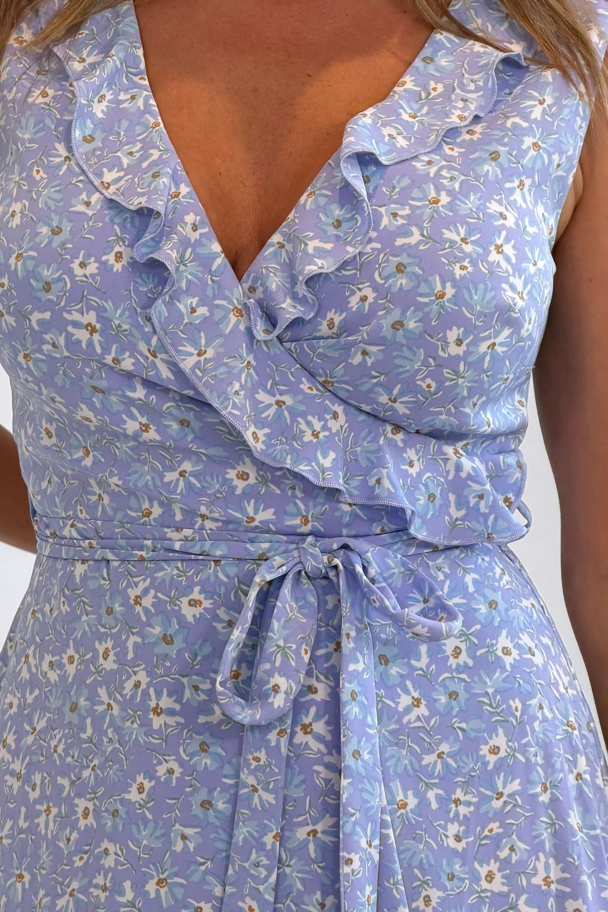 Girl In Mind Kiki Blue Floral Split Maxi Dress