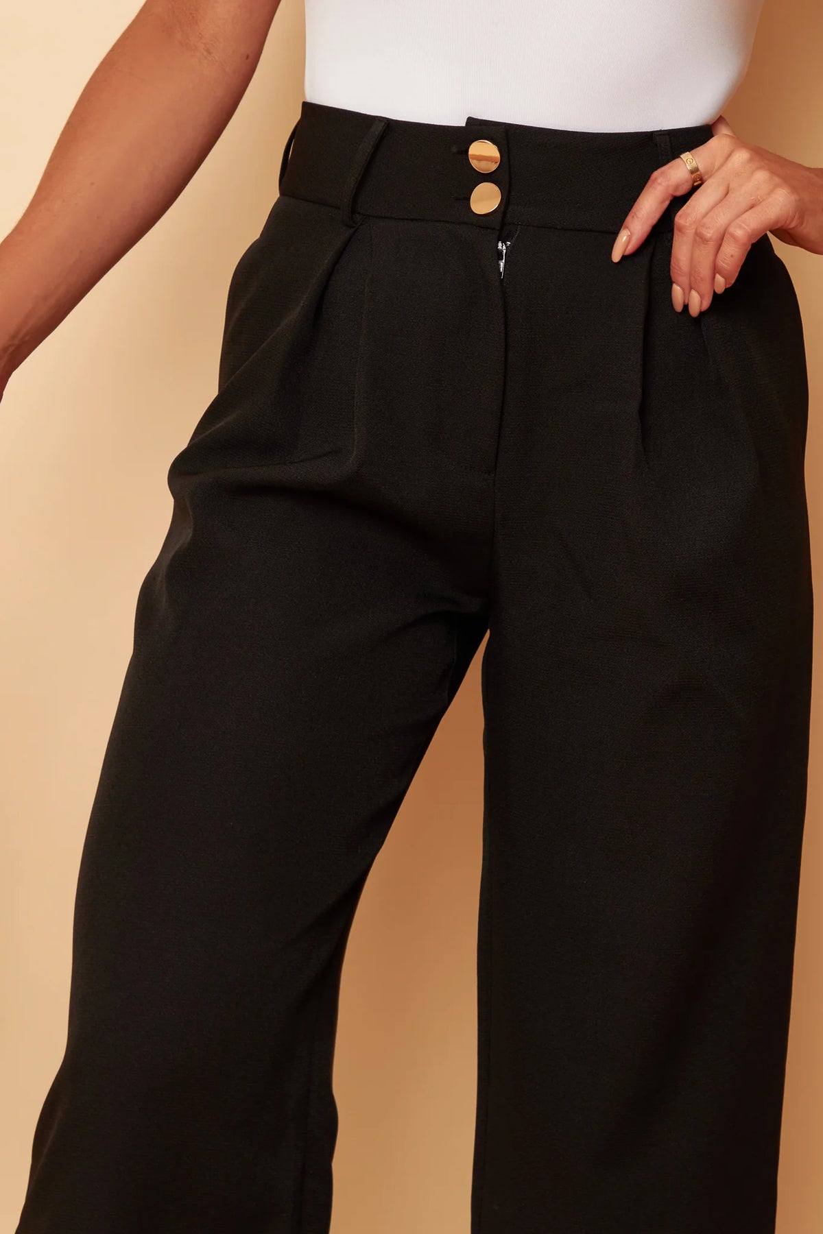 girl in mind kris black tailored trousers