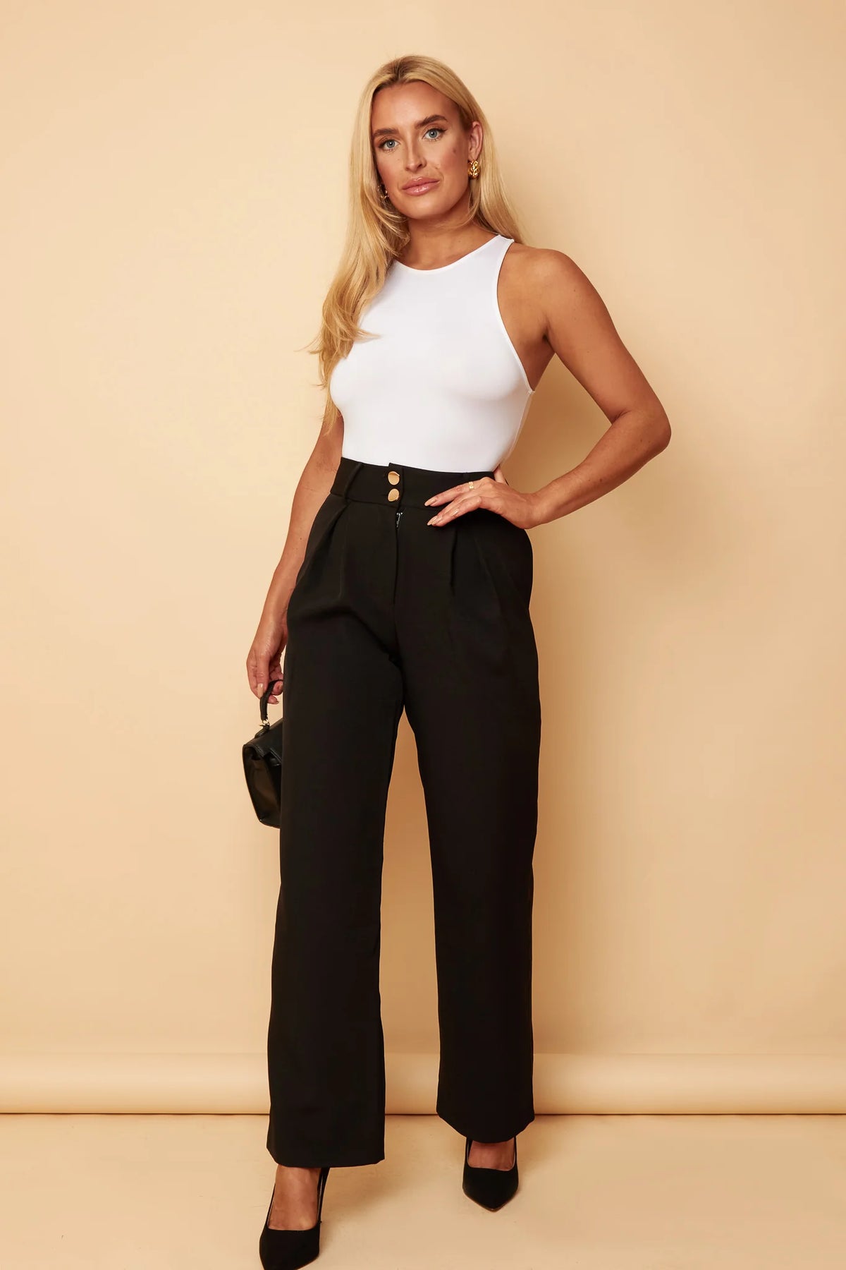 girl in mind kris black tailored trousers