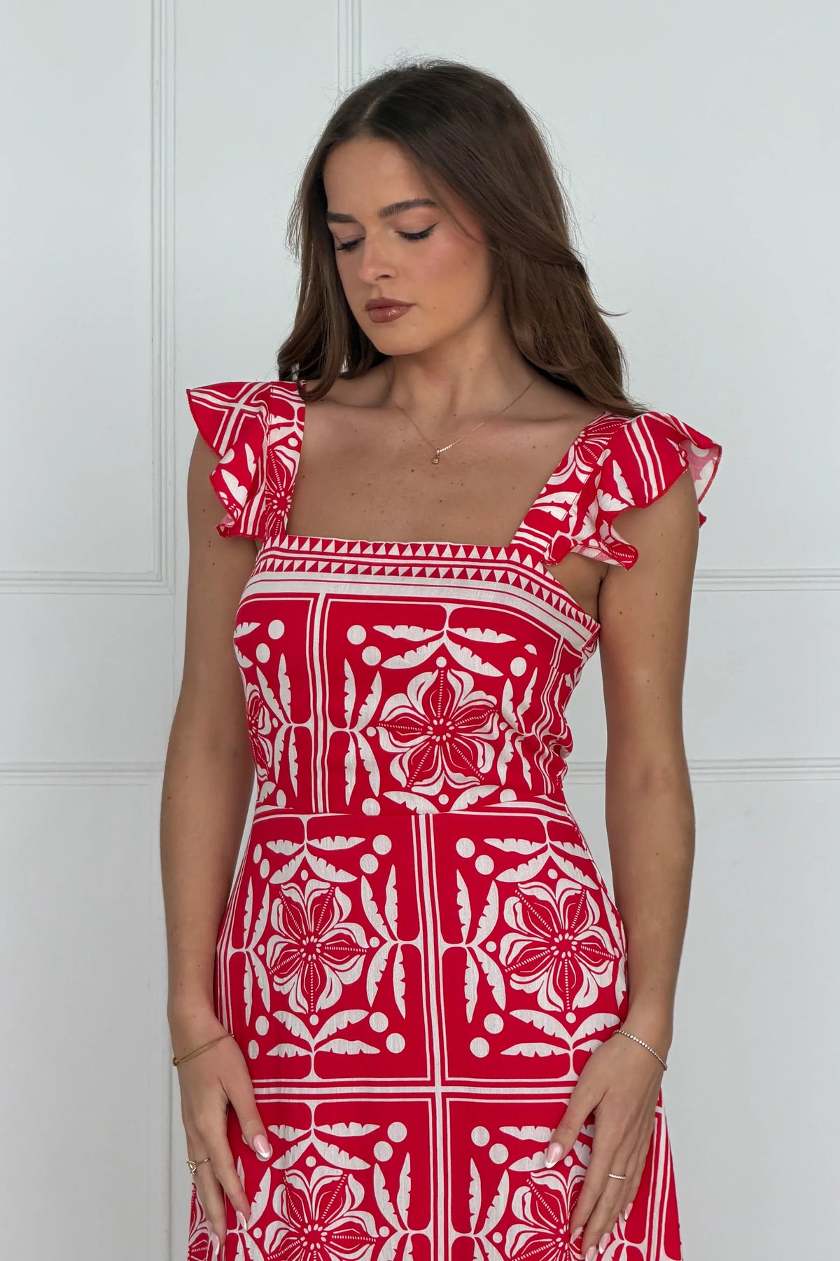 Girl In Mind Orla Red Print Summer Maxi Dress