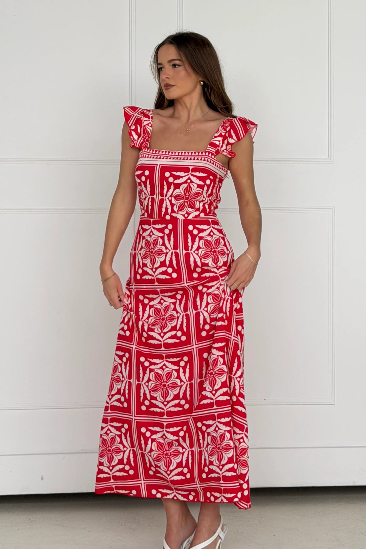 Girl In Mind Orla Red Print Summer Maxi Dress