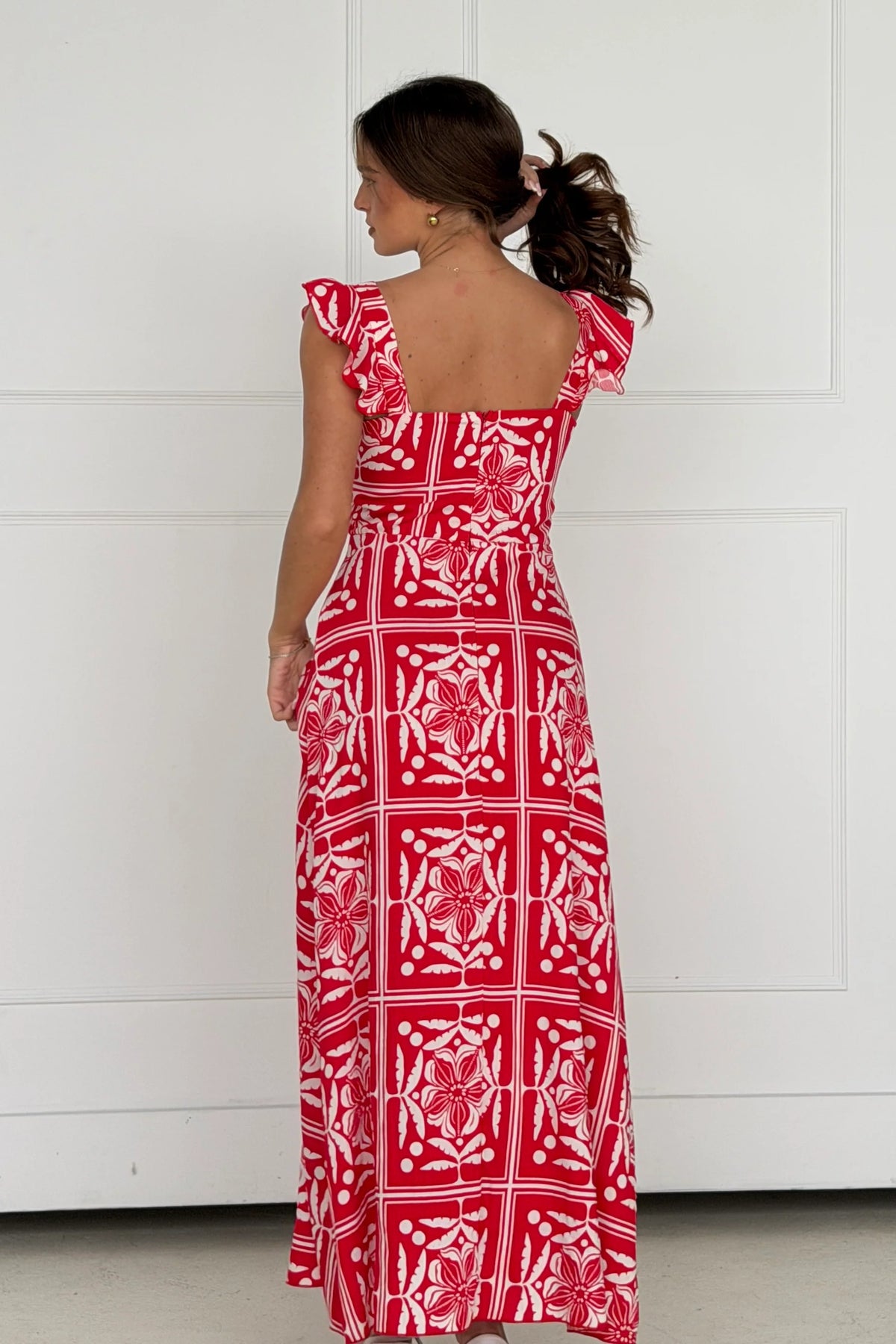 Girl In Mind Orla Red Print Summer Maxi Dress