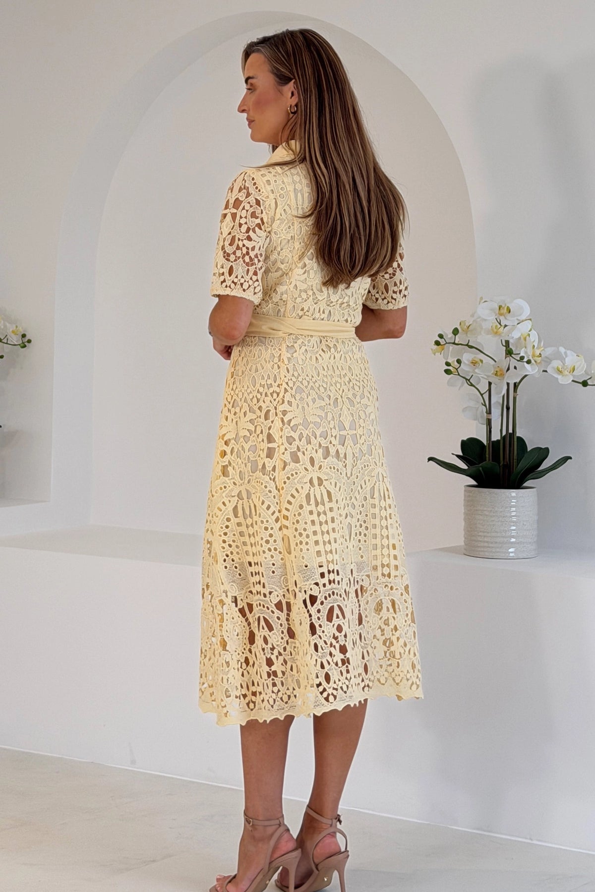Girl In Mind Meadow Short Sleeve Shirt Midi Yellow Dress