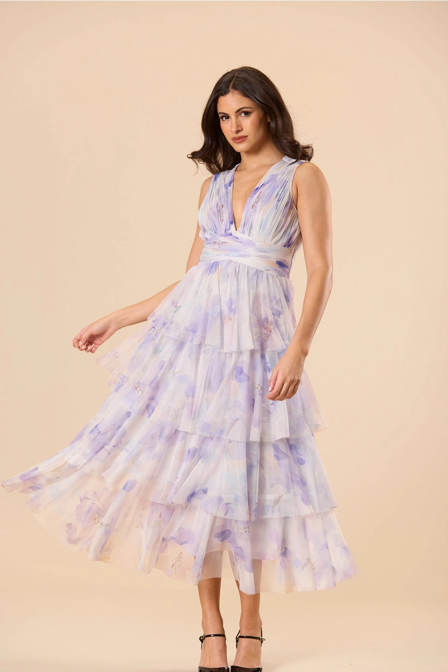 Lace & Beads Astrid Tulle Lilac Amethyst Floral Midi Dress Love My Apparel Lace & Beads Astrid Tulle Lilac Amethyst Floral Midi Dress Love My Apparel
