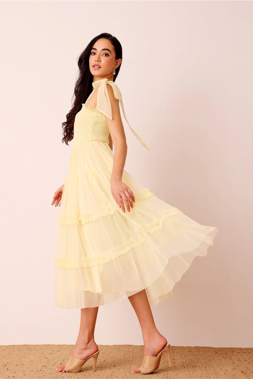 Lace & Beads Louise Buttercup Yellow Midi Dress – Love My Apparel