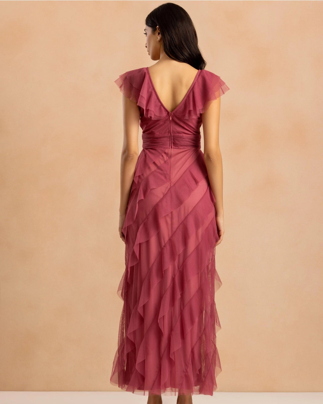 Lace & Beads Carpathia Orchid Ruffle Maxi Dress