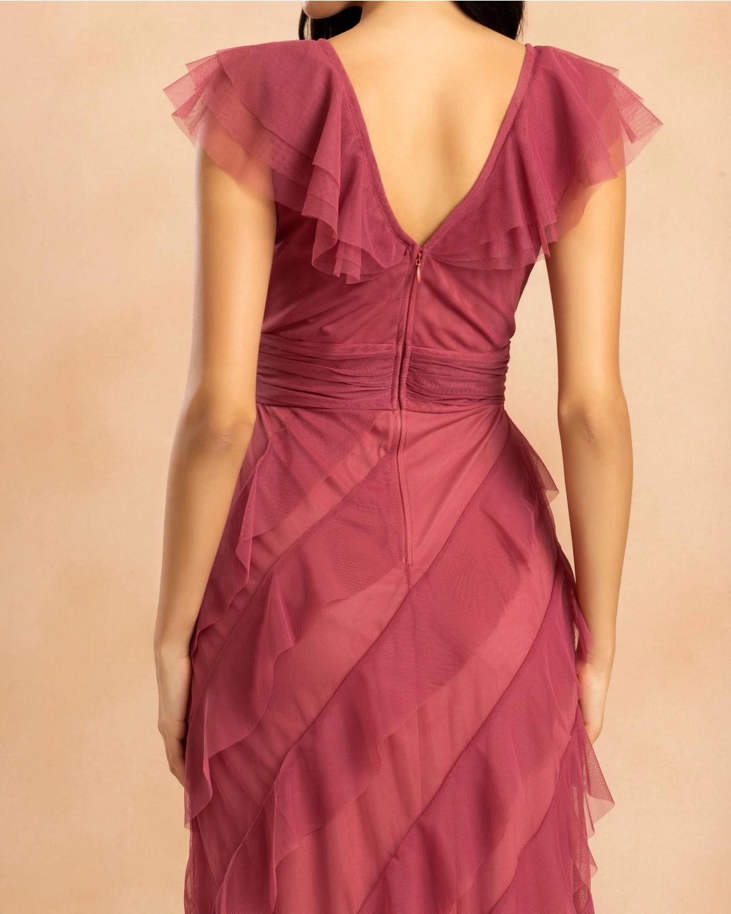 Lace & Beads Carpathia Orchid Ruffle Maxi Dress