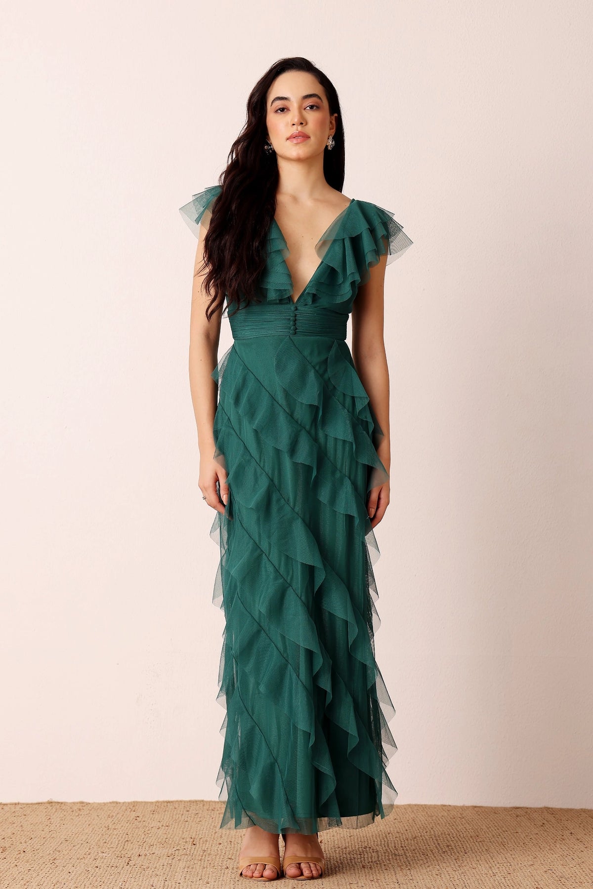 Lace & Beads Carpathia Emerald Green Ruffle Maxi Dress Love My Apparel Lace & Beads Carpathia Emerald Green Ruffle Maxi Dress Love My Apparel