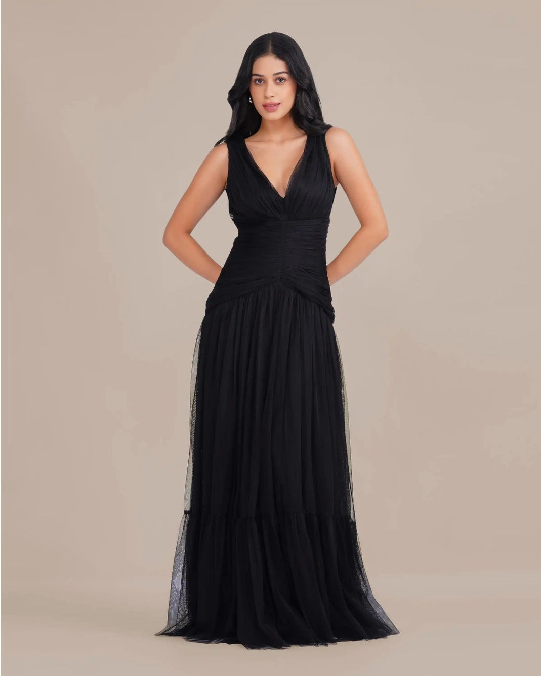 Lace & Beads Elsie Black Maxi Dress